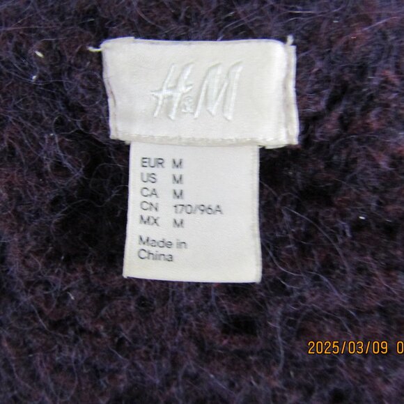 H&M Purple Alpaca Wool Blend Chunky Knit Button Cardigan M - Picture 5 of 12